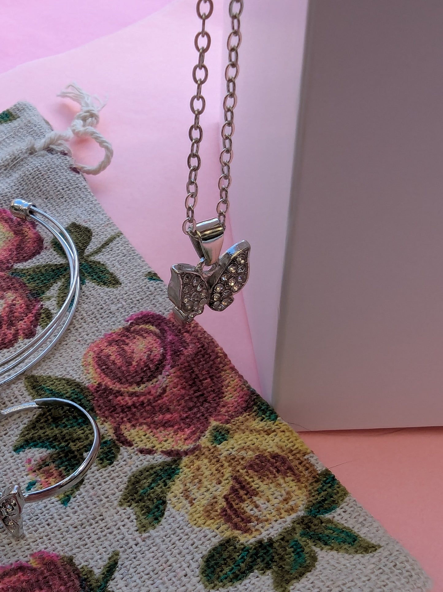 Butterfly Moissanite Jewelry Set – Sterling Silver Necklace, Bracelet, Earrings & Ring • Adjustable Gift for Women • Symbol of Transformation