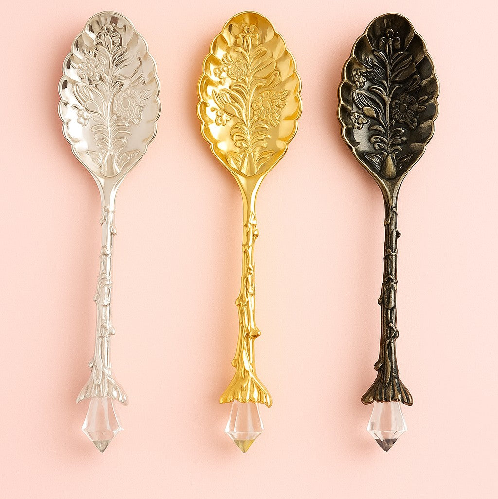 Crystal Mini Spoons Boutique for Tea & Coffee • Set of 3 Colors • Luxury Gift for Tea Lovers & Dessert Moments