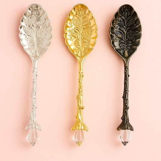 Crystal Mini Spoons Boutique for Tea & Coffee • Set of 3 Colors • Luxury Gift for Tea Lovers & Dessert Moments