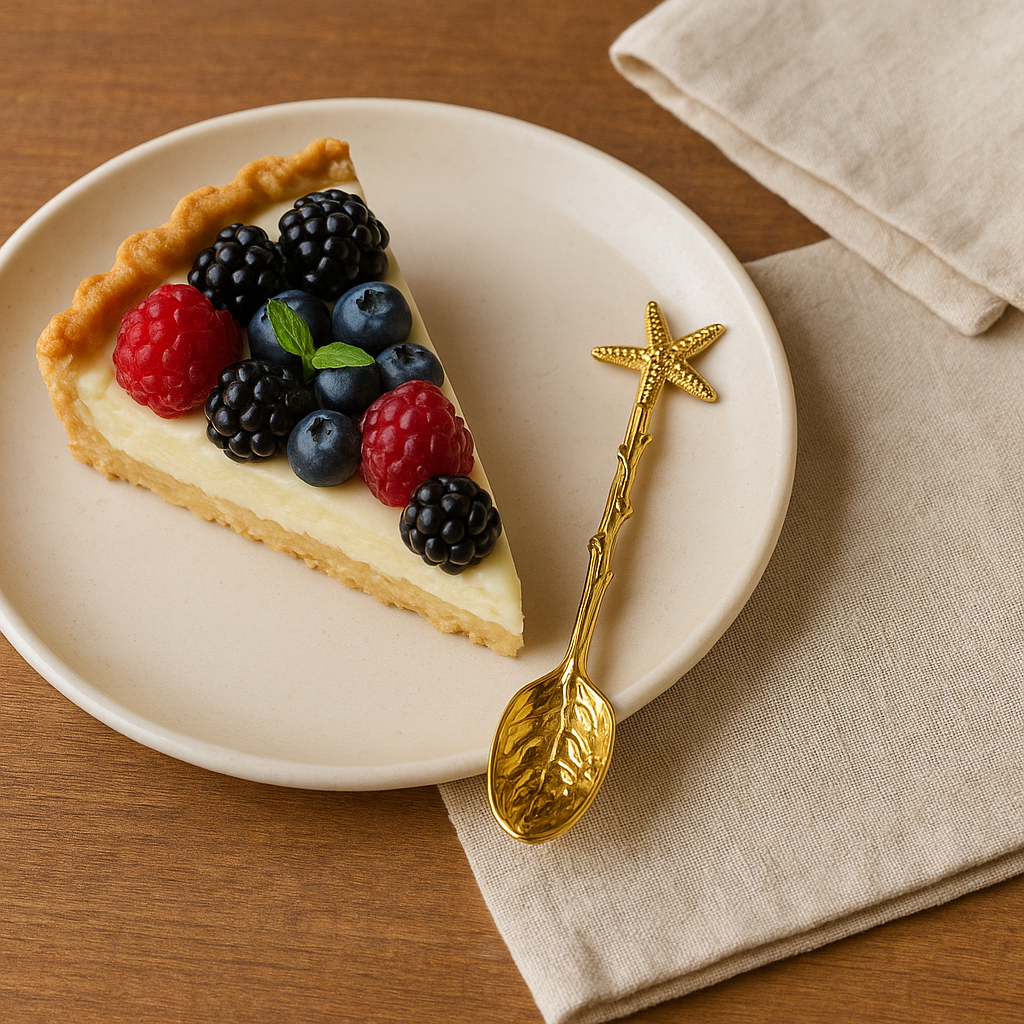 Golden Nature Spoon Set – 4 Collectible Mini Gold Coffee & Tea Spoons, Bird Dragonfly Starfish Flower Design, Gift Boxed