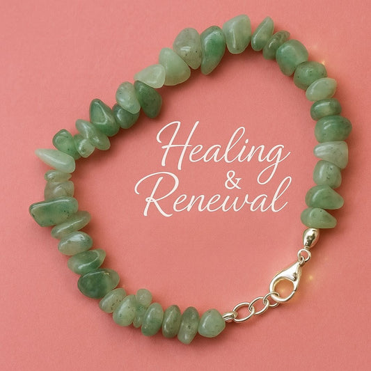 Green Aventurine Healing Natural Crystal Bracelet for Renewal, Balance & Growth