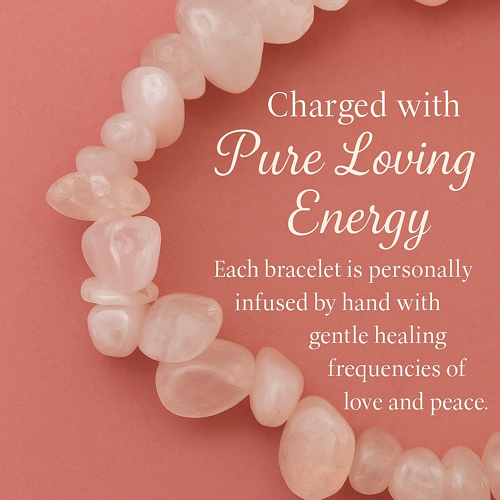 Rose Quartz Love & Peace Bracelet - Reiki/Energy-Charged Crystal Jewelry • Soothing Energy for Compassion, Love & Calm
