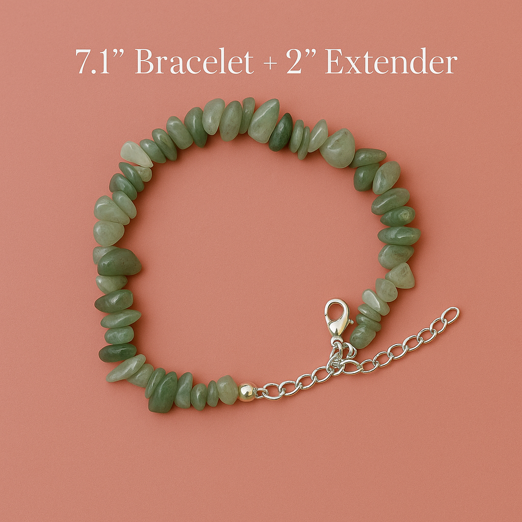 Green Aventurine Healing Bracelet – Natural Crystal Chip Stone • Energy-Charged for Renewal, Balance & Growth