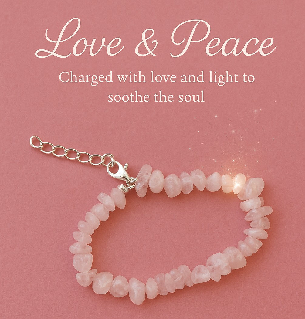 Rose Quartz Love & Peace Bracelet - Reiki/Energy-Charged Crystal Jewelry • Soothing Energy for Compassion, Love & Calm