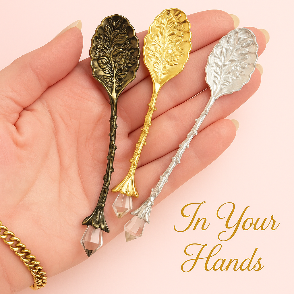 Crystal Mini Spoons Boutique for Tea & Coffee • Set of 3 Colors • Luxury Gift for Tea Lovers & Dessert Moments