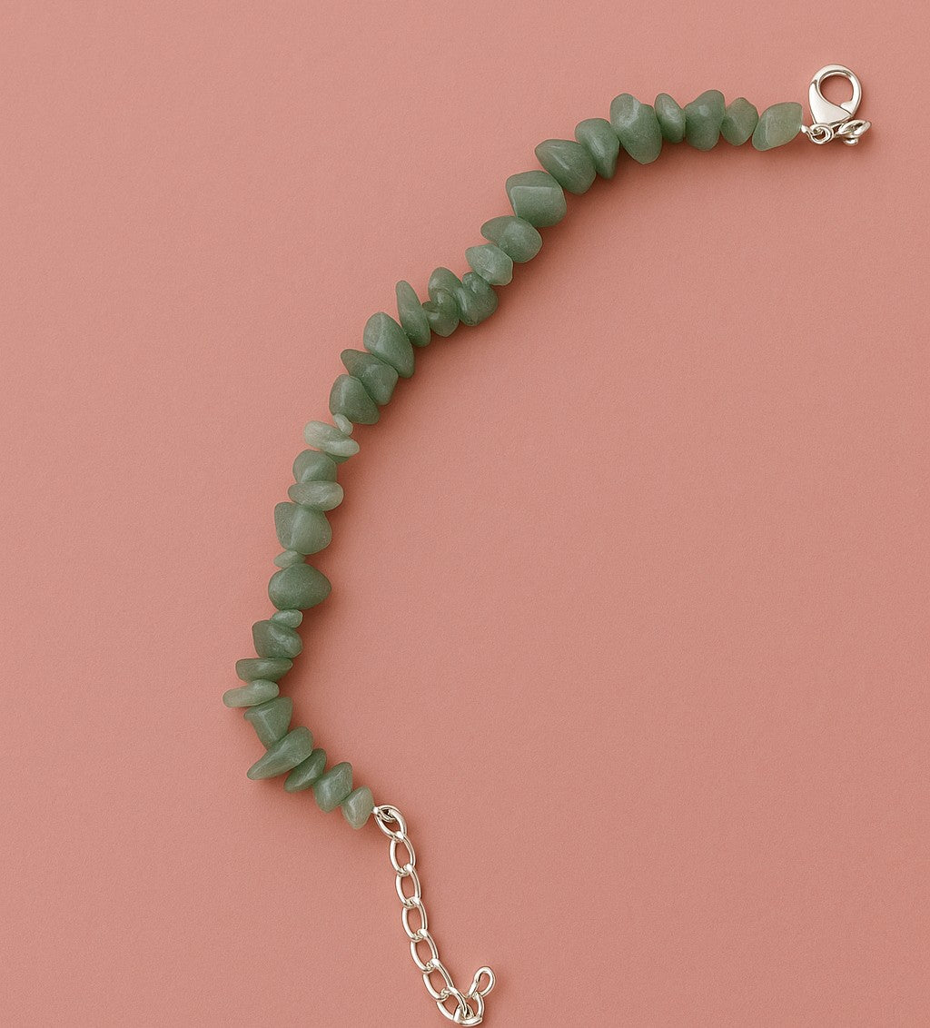 Green Aventurine Healing Bracelet – Natural Crystal Chip Stone • Energy-Charged for Renewal, Balance & Growth