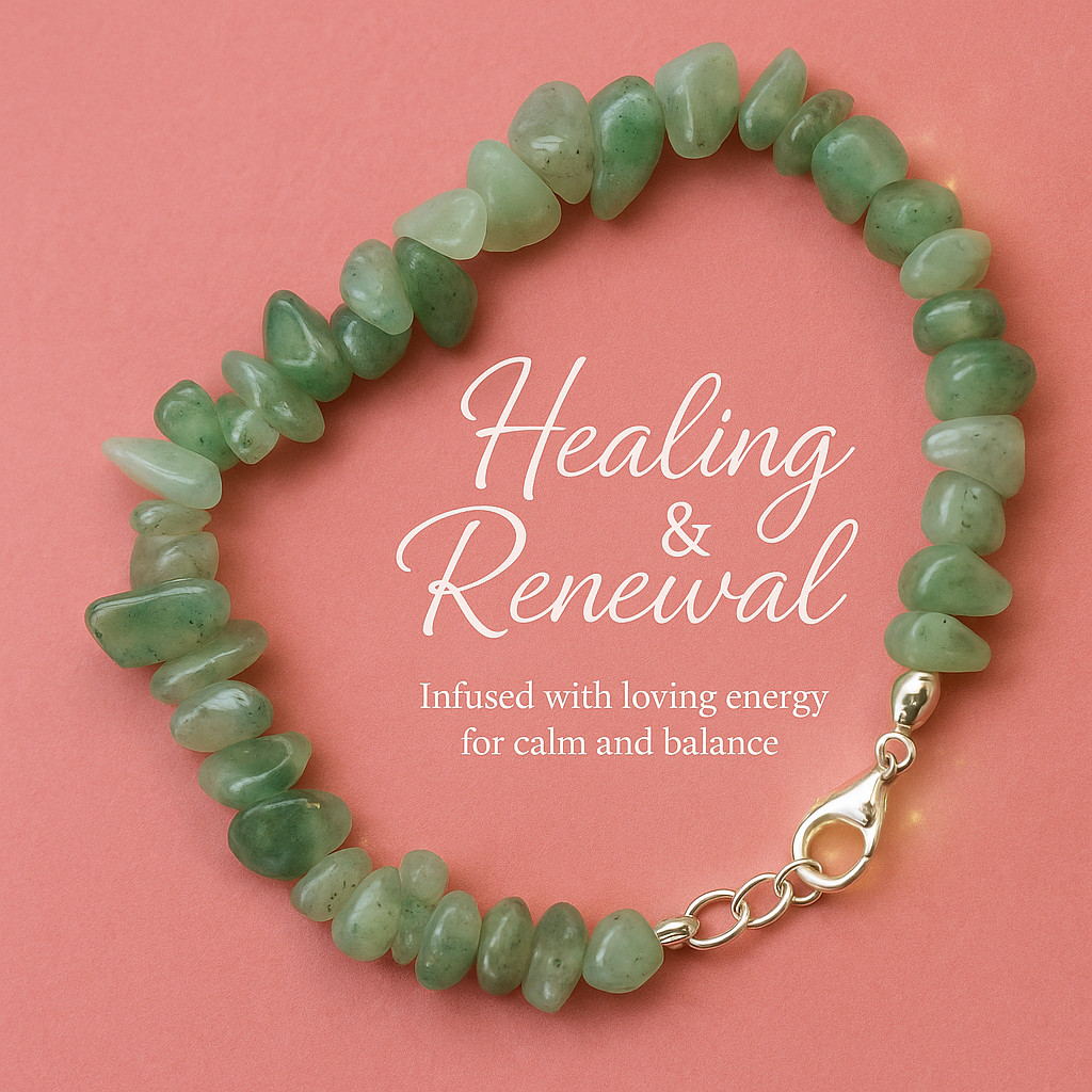 Green Aventurine Healing Bracelet – Natural Crystal Chip Stone • Energy-Charged for Renewal, Balance & Growth