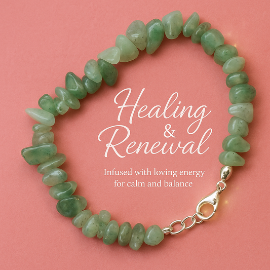Green Aventurine Healing Bracelet – Natural Crystal Chip Stone • Energy-Charged for Renewal, Balance & Growth